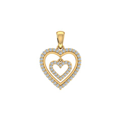 Double Heart Open Diamond Pendant 10K Yellow Gold