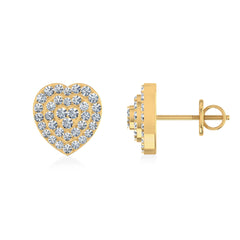 Heart Shape 10K Yellow Gold & Diamond Stud Earrings