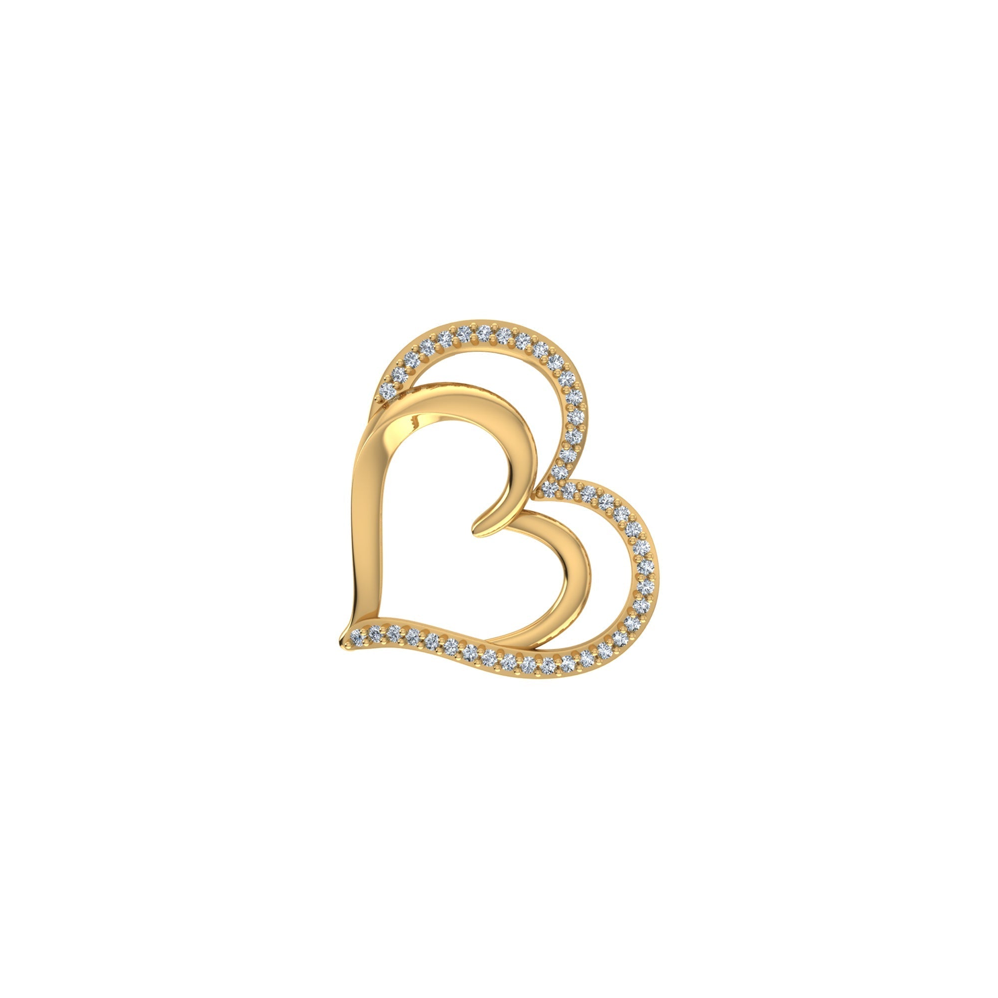 Double Heart 10K Yellow Gold & Diamond Pendant