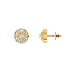Octagon Baguette & Round 10K Yellow Gold & Diamond Stud Earrings