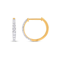 Classic 10K Yellow Gold & Diamond Hoop Earring