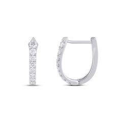 Designer 10K White Gold Diamond Hoop Earring