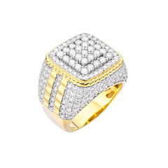 Square Gold Tone Mens Moissanite Ring Size 10