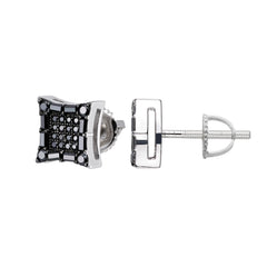 Black Moissanite Square Baguette Stud Earrings