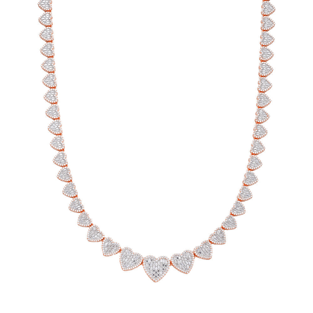 Baguette Heart 18" Moissanite Necklace