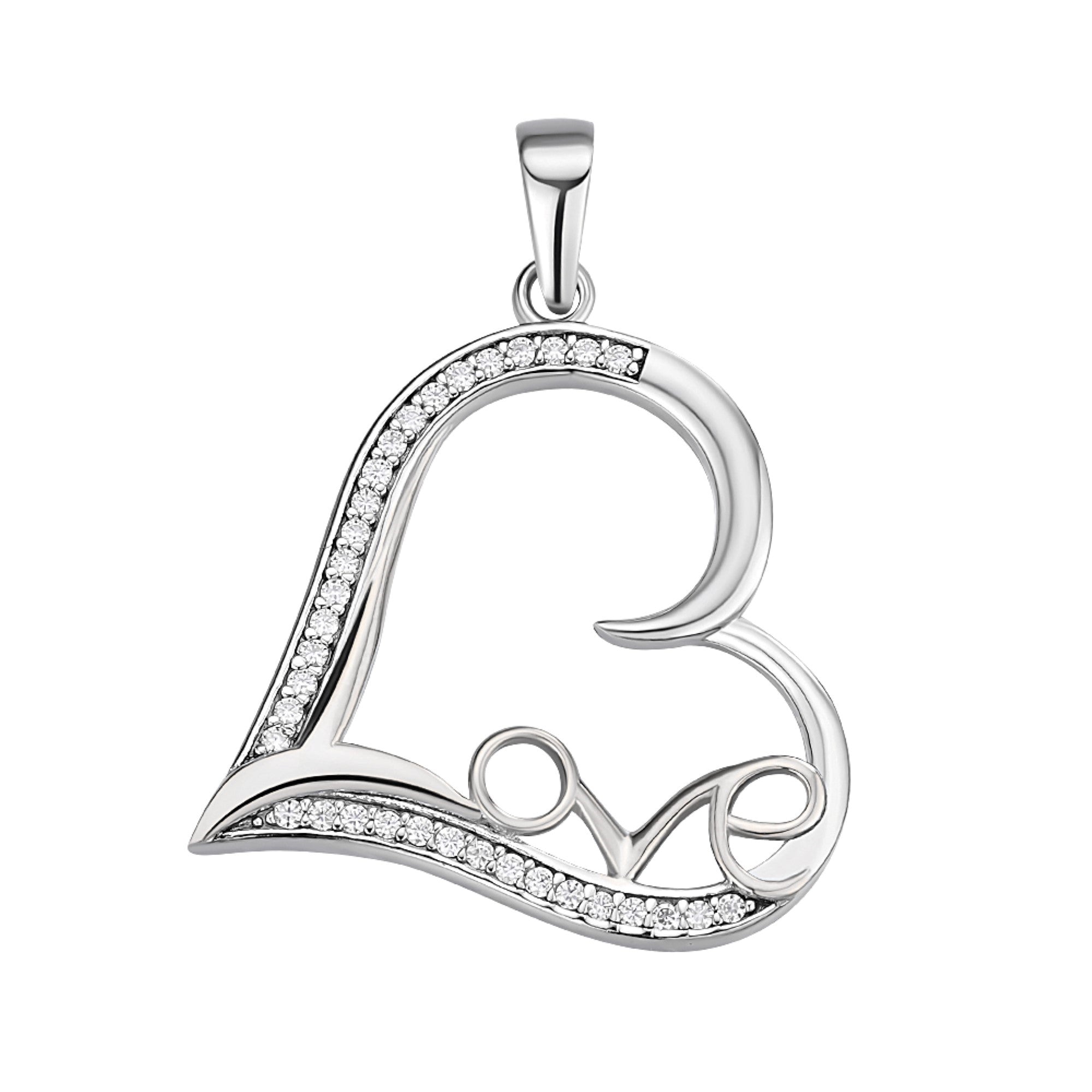 Heart with Love Moissanite Pendant - 925 Sterling Silver