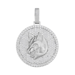 Wolf Moissanite Pendant - 925 Sterling Silver