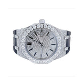 Moissanite Men's White Dial Black Rubber Band Watch