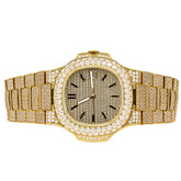 Moissanite Men's Yellow Stainless Steel Watch