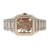 Rose Two Tone Skeleton Moissanite Watch