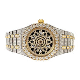 Moissanite Men's Black Yellow Two Tone Stainless Steel Watch