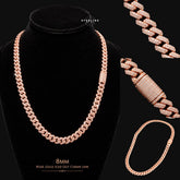 Moissanite Rose Gold Prong Cuban Chain 8mm 20"