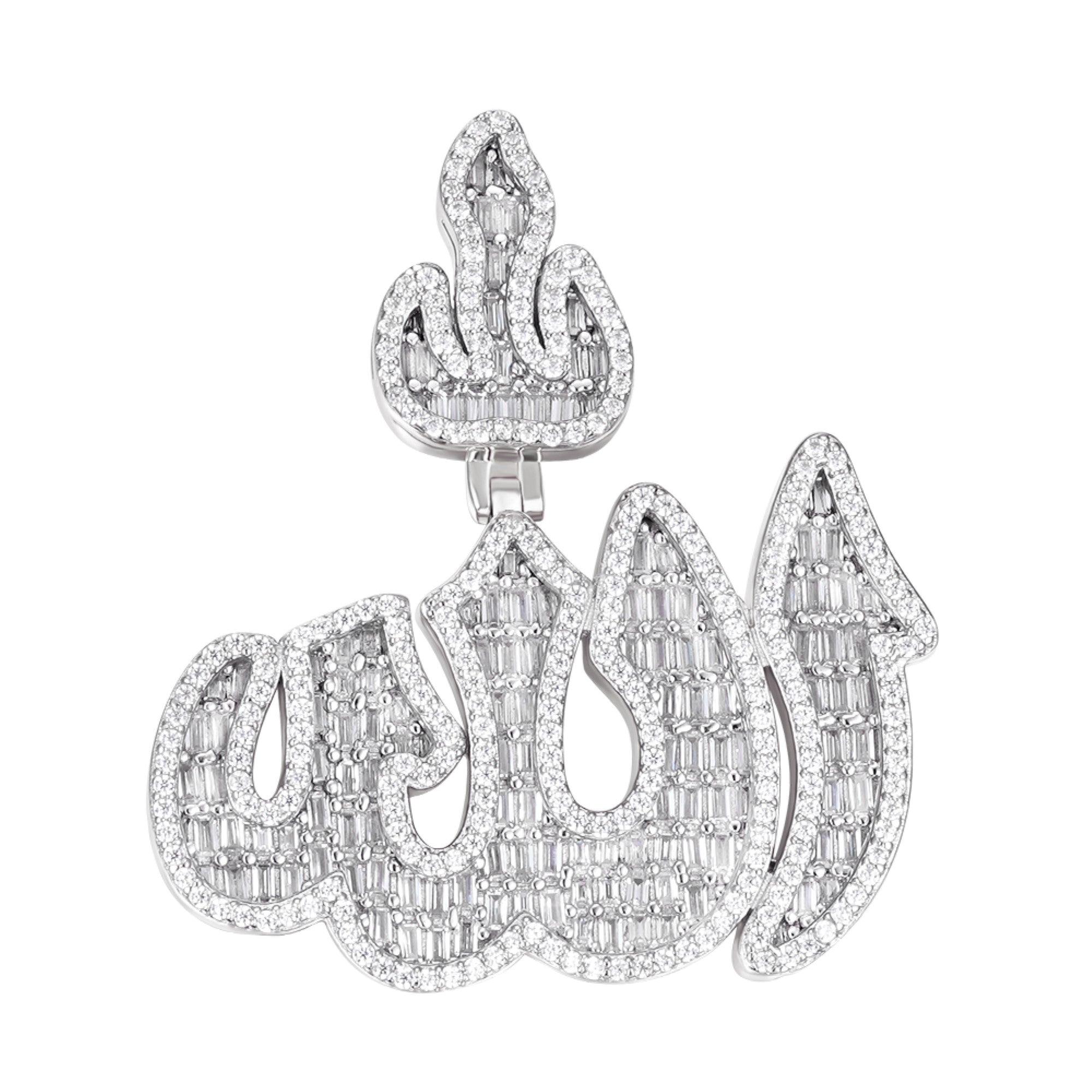 Allah Baguette Moissanite Pendant