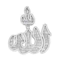 Allah Baguette Moissanite Pendant