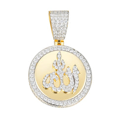 Allah Round Gold Tone Moissanite Pendant