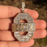 "0 RICH" Hip Hop Bling Pendant