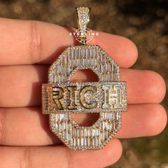"0 RICH" Hip Hop Bling Pendant
