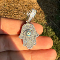 Hamsa Hand Pendant with Blue Evil Eye