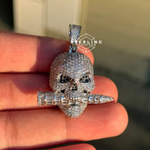 Skull with Bullet Iced Out Pendant