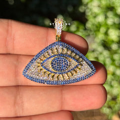 Radiant Evil Eye Iced Out Gold Tone Pendant