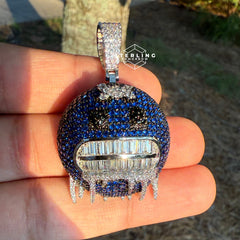 Blue Frozen Emoji Iced Out Pendant