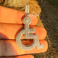 Wheelchair Symbol Iced Out Pendant - Gold Tone