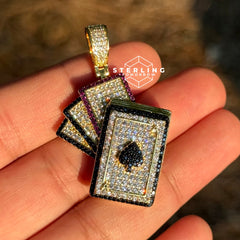Playing Cards Iced Out Gold Tone Pendant