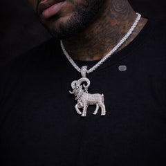 Ram Moneybag Iced Out Pendant 14K White Gold Finish
