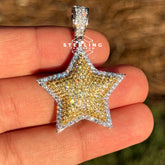 Star Iced Out Gold & Silver Tone Pendant