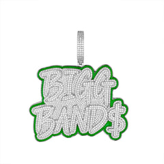 Bigg Bands Green Enamel Moissanite Pendant