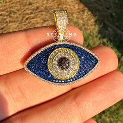 Blue Evil Eye Iced Out Pendant