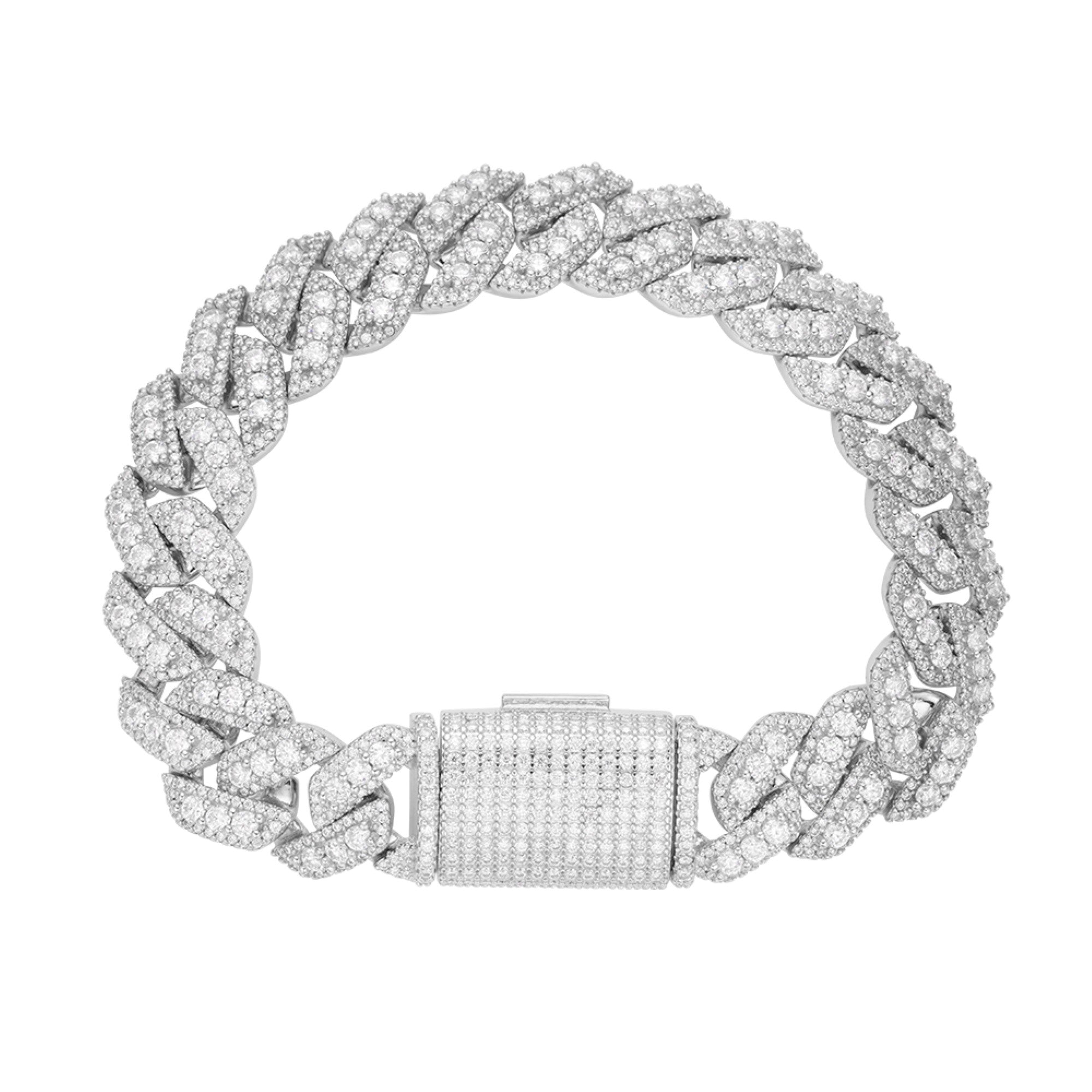 14mm Cuban Solitaire Moissanite Bracelet