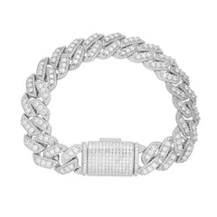 14mm Cuban Solitaire Moissanite Bracelet