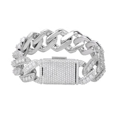 20mm Cuban Solitaire Moissanite Bracelet 8"
