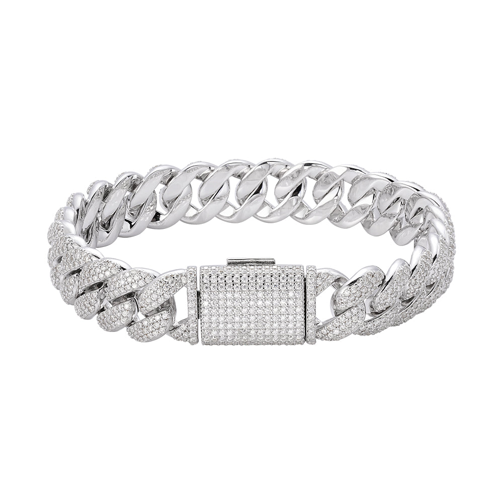 Cuban Moissanite Bracelet 12mm 8"