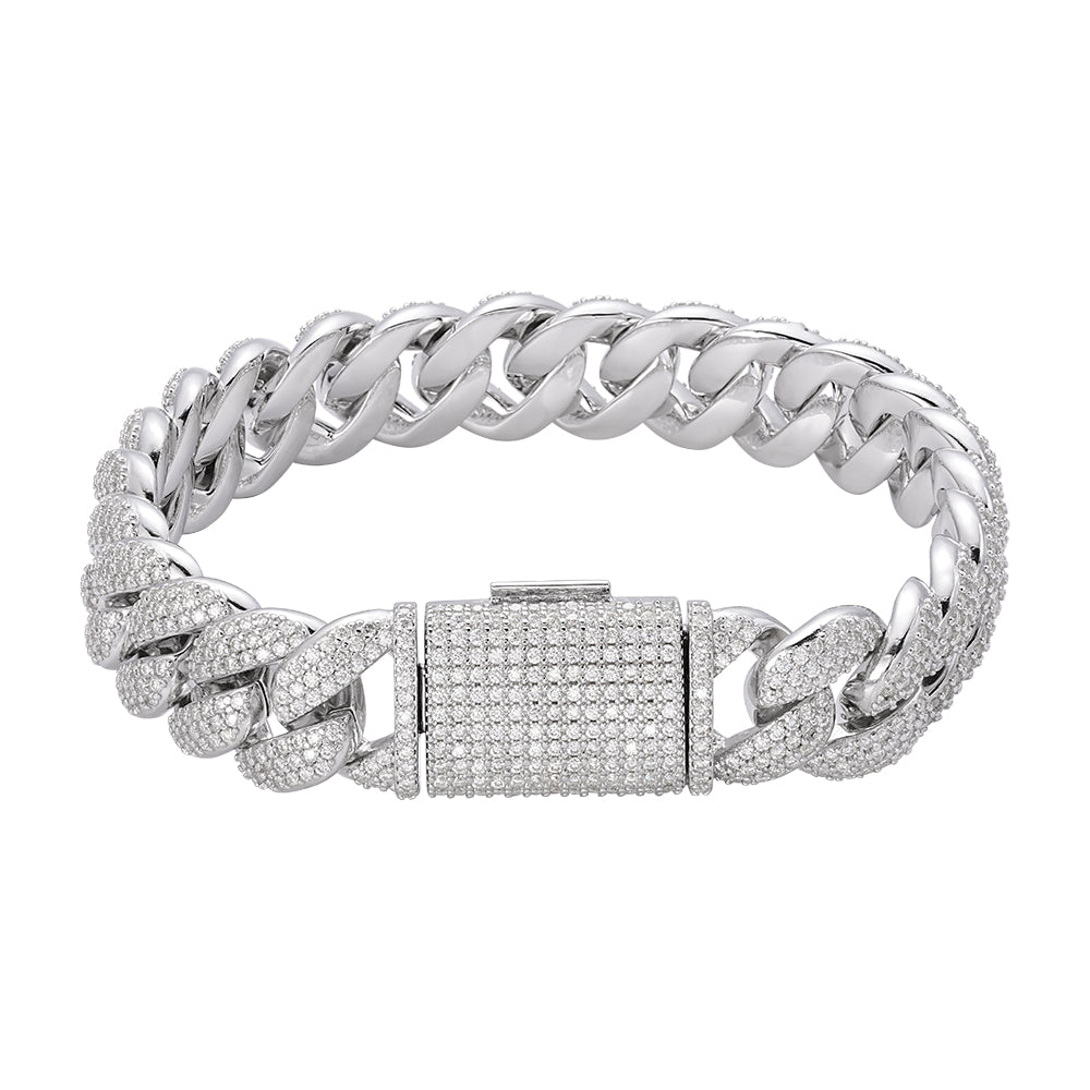 12mm Moissanite Cuban Bracelet 8.5"