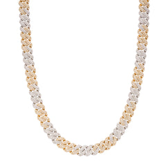 10mm Cuban Yellow Two-Tone Solitaire Moissanite Chain