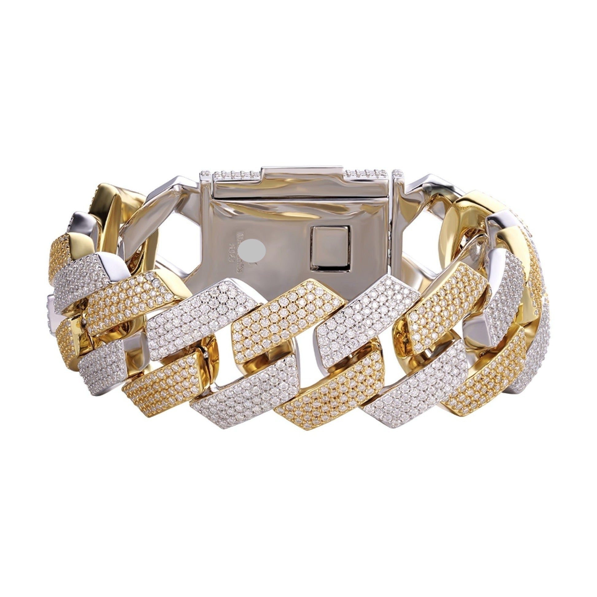 23mm Yellow Two Tone Miami Cuban Moissanite Bracelet 8.5"