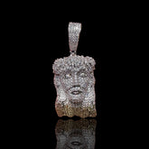 14K White Gold Finish Jesus Flower Pendant + Steel Rope Chain