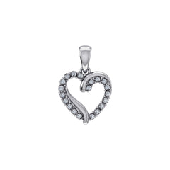 Open Heart 10K White Gold Diamond Pendant