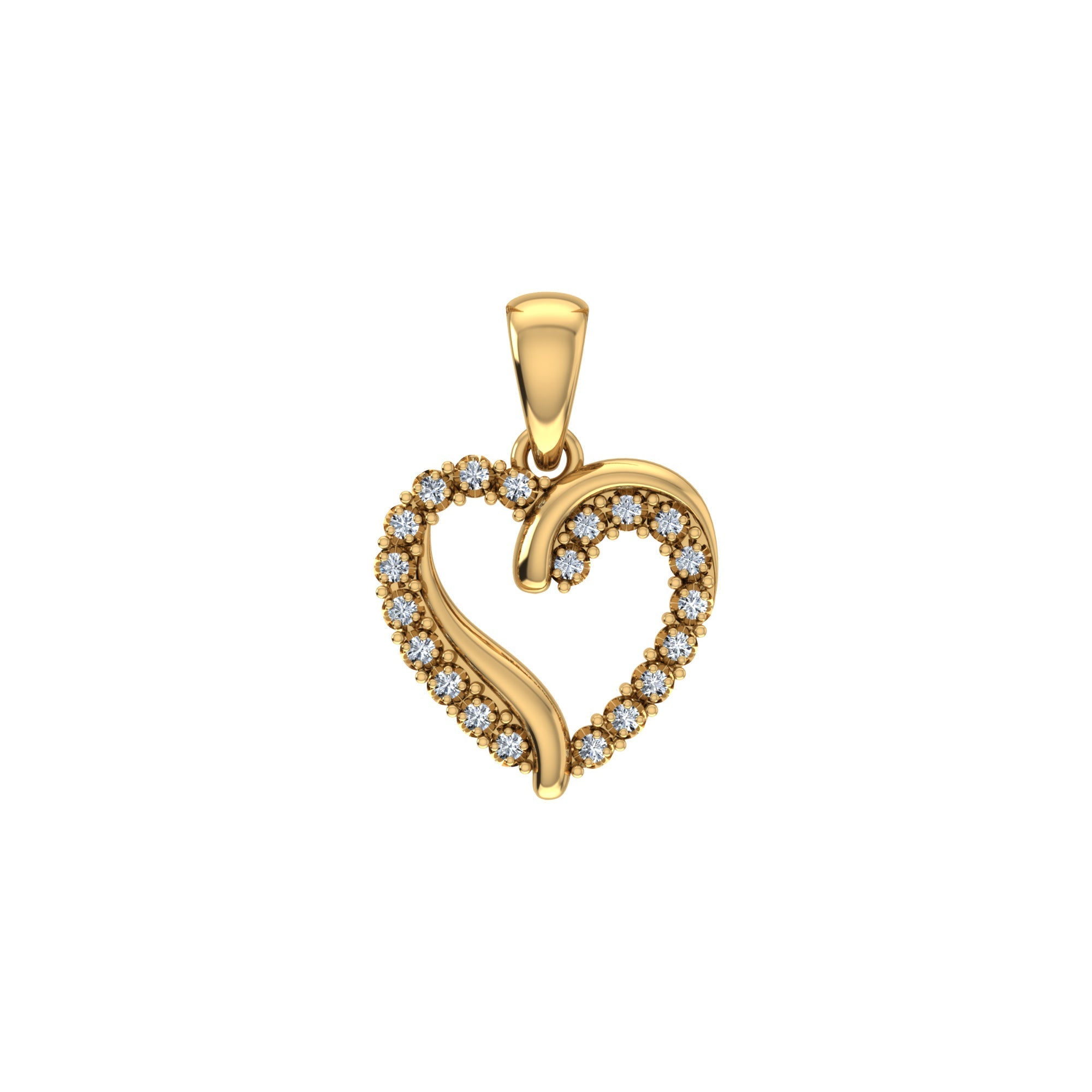 Open Heart 10K Yellow Gold Diamond Pendant