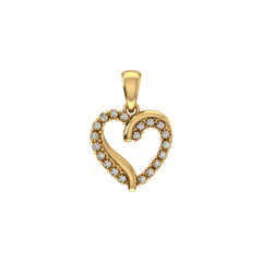 Open Heart 10K Yellow Gold Diamond Pendant