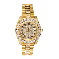 Gold Moissanite Solitaire Prong Watch
