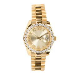 Gold Roman Numeral Moissanite Solitaire Watch