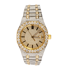 Gold and Silver Two Tone Moissanite Solitaire Watch