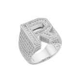 Letter R Size 10 Moissanite Baguette Ring