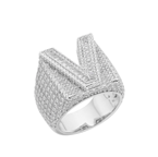 Letter V Size 10 Moissanite Baguette Ring