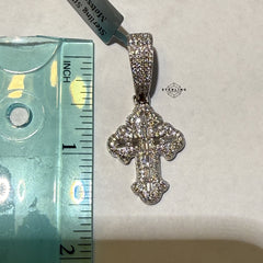 Moissanite Baguette Cross Pendant + Rope Chain