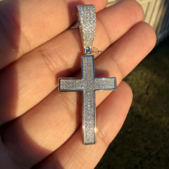 Moissanite Iced Cross Pendant + Steel Rope Chain