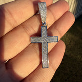 Moissanite Iced Cross Pendant + Steel Rope Chain